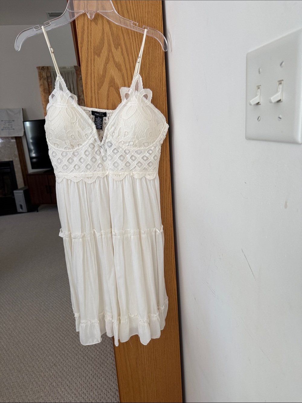 New Rue21 Ivory Lace-Trim Dress sz L